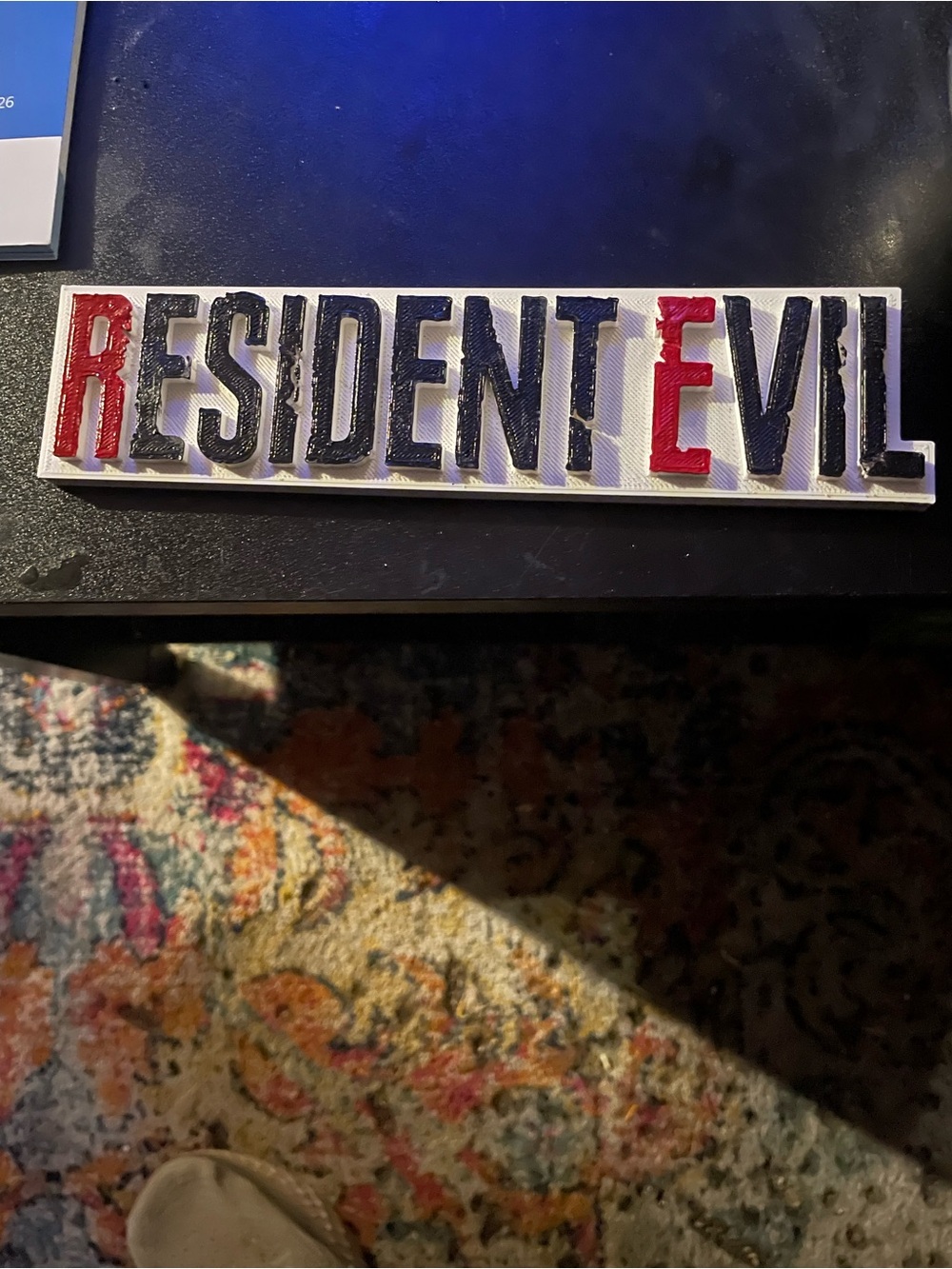 Resident Evil Logo Plaque - White with Black and Red Lettering